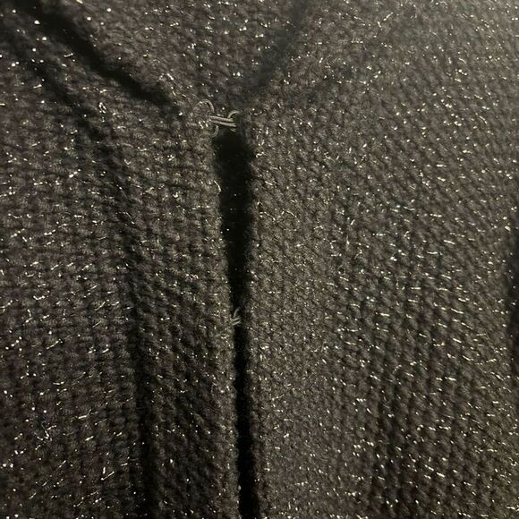 J. crew Handknit Lambswool Black Silver Blazer Style Hook and Loop Cardigan M - Picture 9 of 9